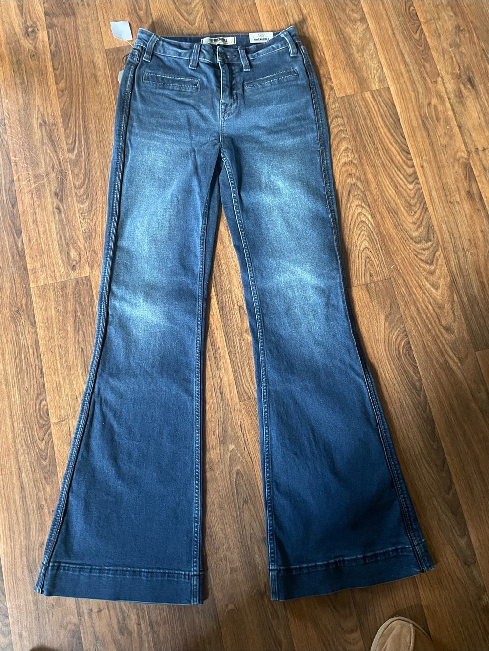 High-Rise Blue Flare Jeans with Wide Leg